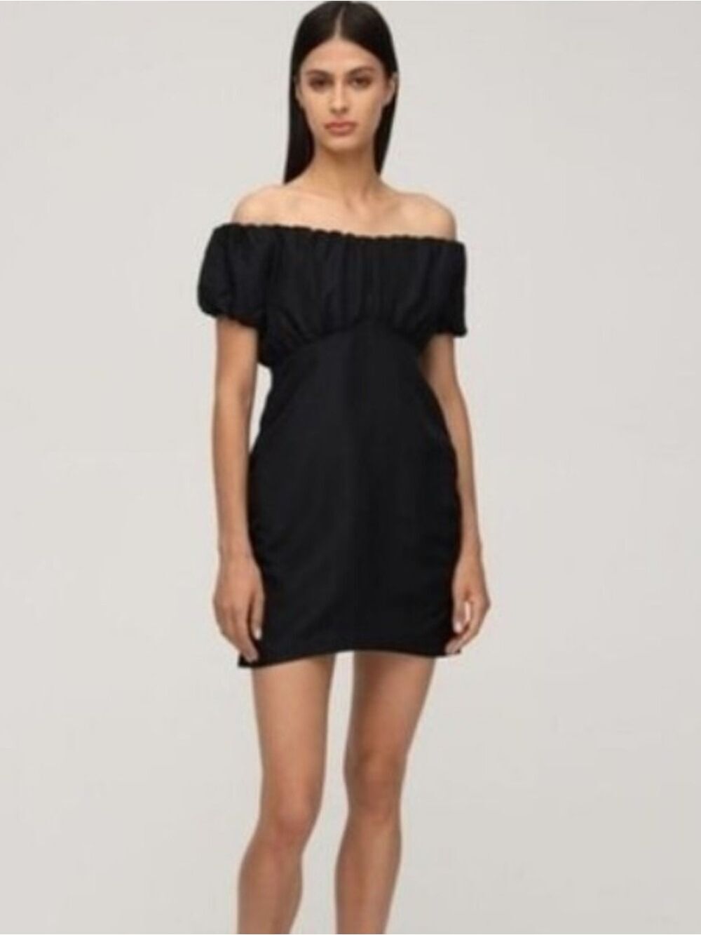 Revolve Superdown Off The Shoulder Black Cotton Mini Dress Size Small